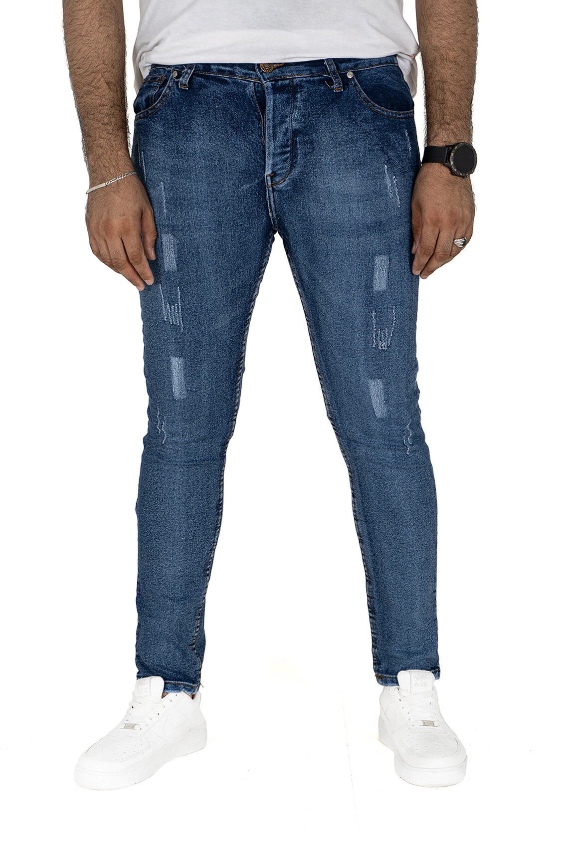 Jeans gris déchiré discount homme