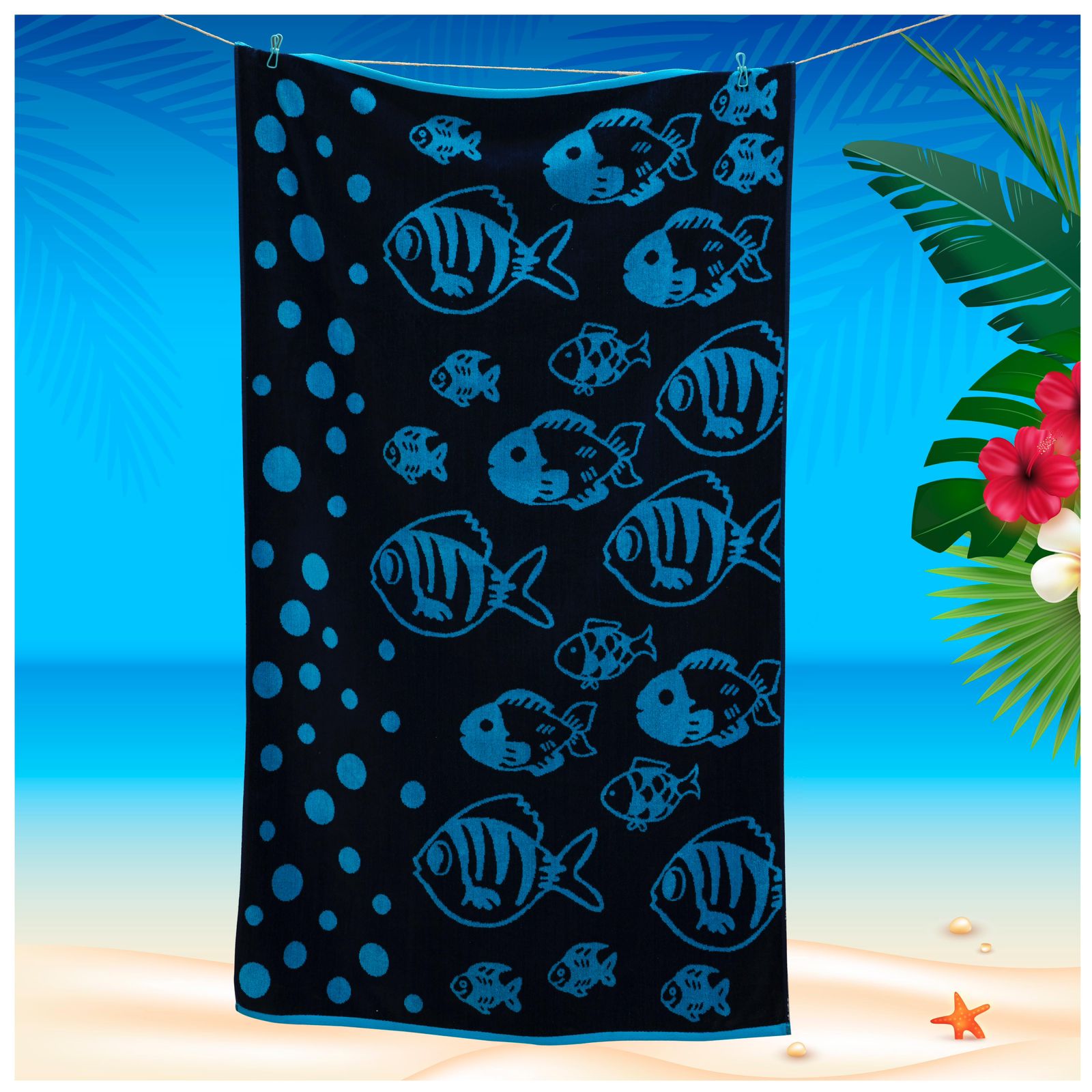 Serviette de plage KILMA, poisson bleu