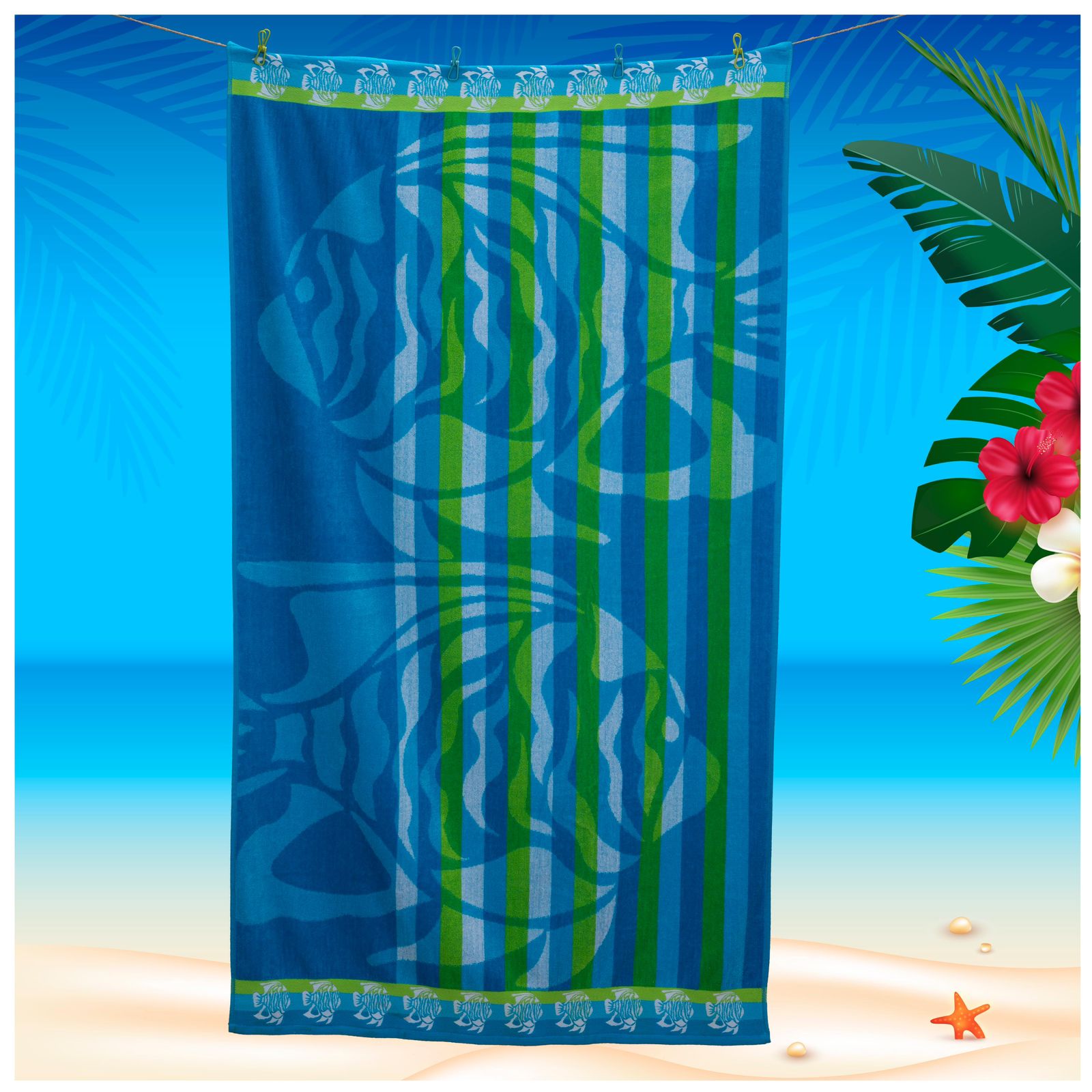 Serviette de plage KILMA, Poisson Vert