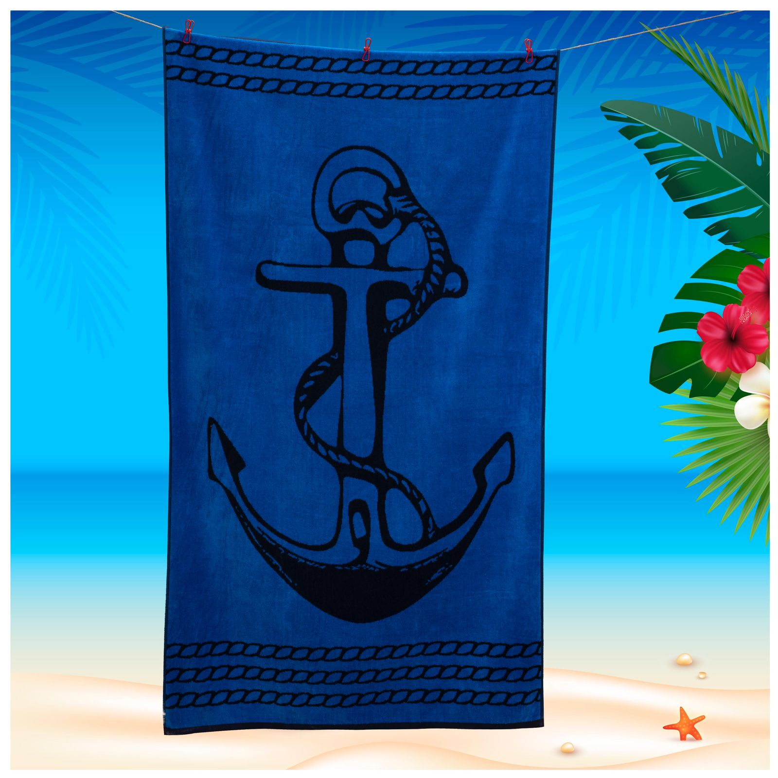 Serviette de plage KILMA, Marine Bleu